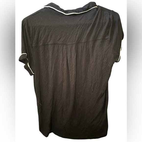 Cynthia Rowley Black and White Pajama Button Down Shirt with Piping Medium - Picture 7 of 7